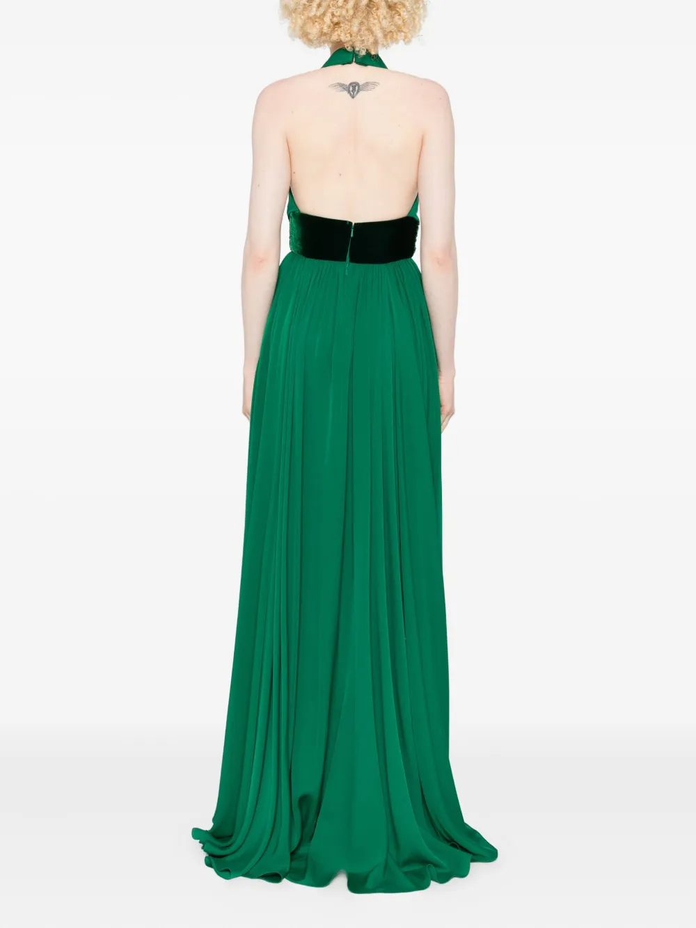 Elie Saab V-neck A-line Maxi Dress In Green