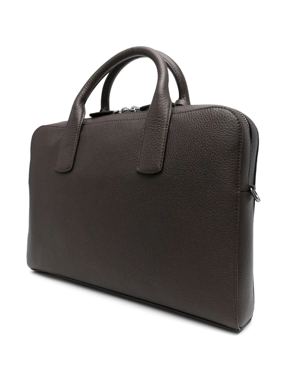 Giorgio Armani leather top-handle briefcase - Bruin