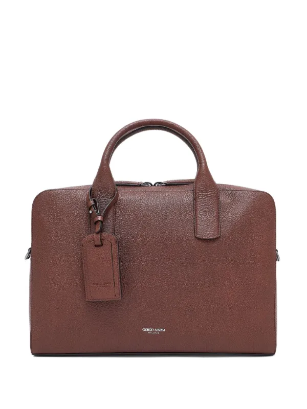Giorgio Armani Leather top-handle Briefcase Brown FARFETCH IN