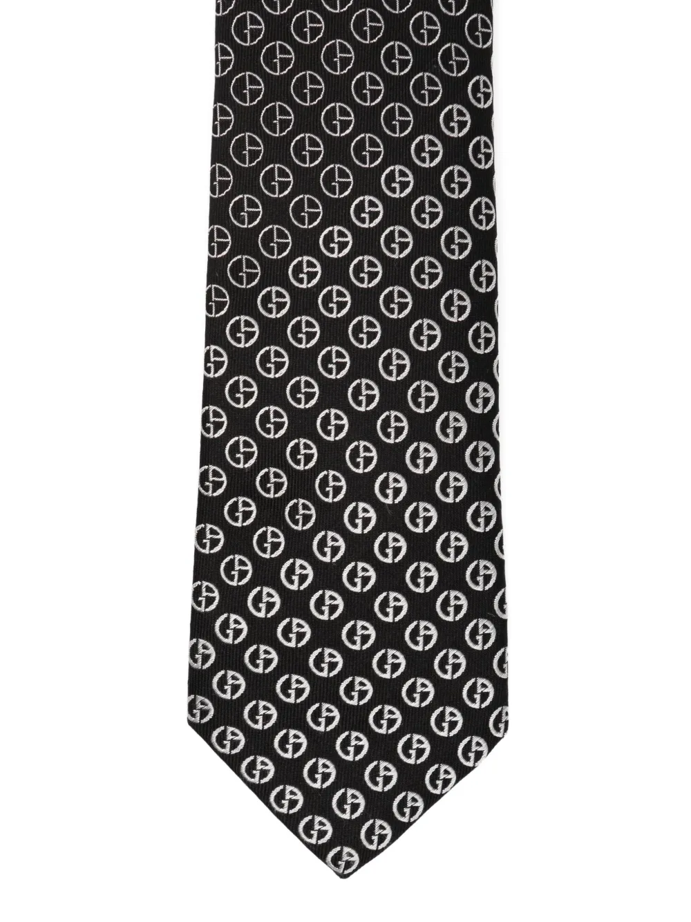 Giorgio Armani Silk Tie In Faded Monogram Jacquard Silk In Brown