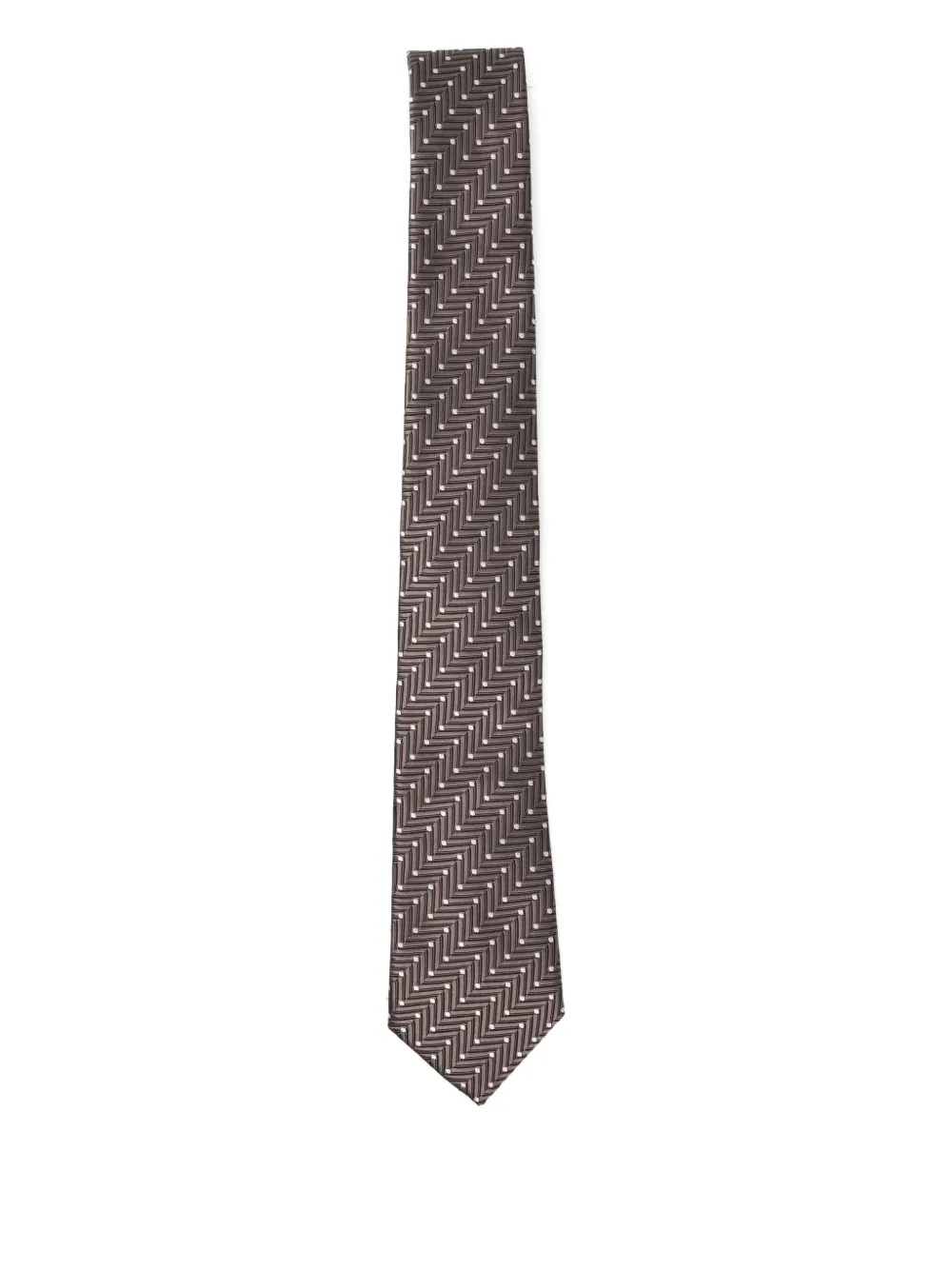 Giorgio Armani geometric-print silk tie | Brown | Image 1