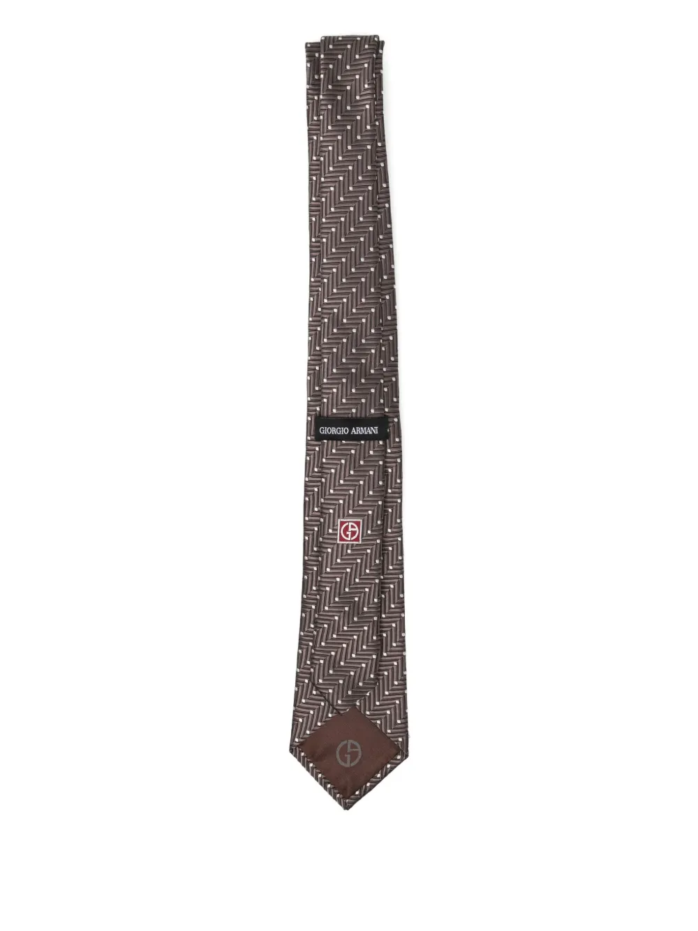 Giorgio Armani Stropdas met geometrische print - Bruin