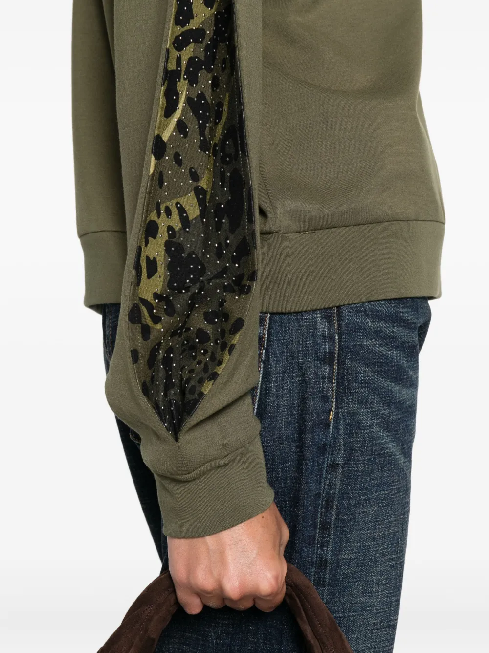 Liu •jo Leopard-print Embellished Jumper In Green