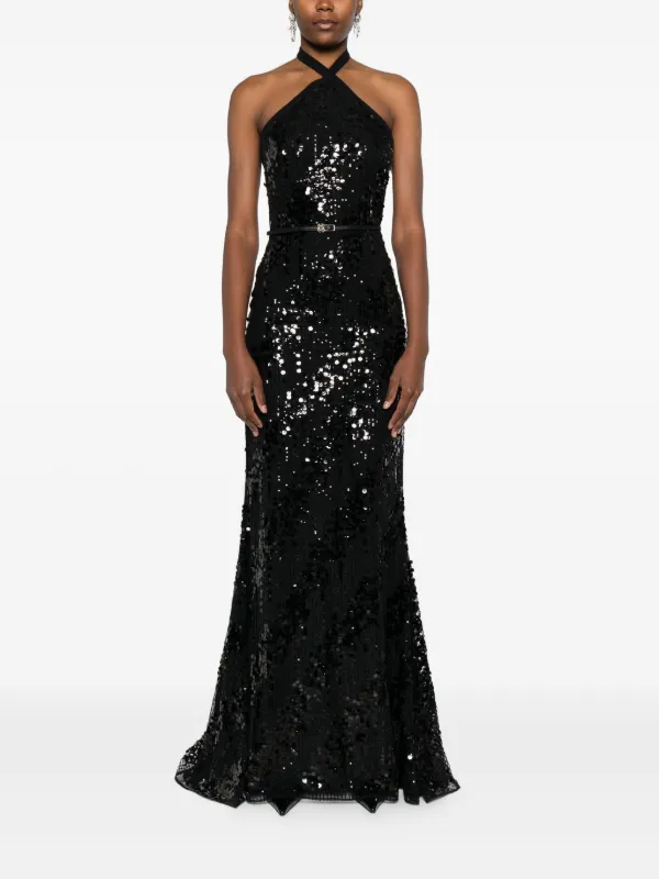 halter neck glitter dress La Divine Black halter neck glitter dress CD339 – TP Kjoler