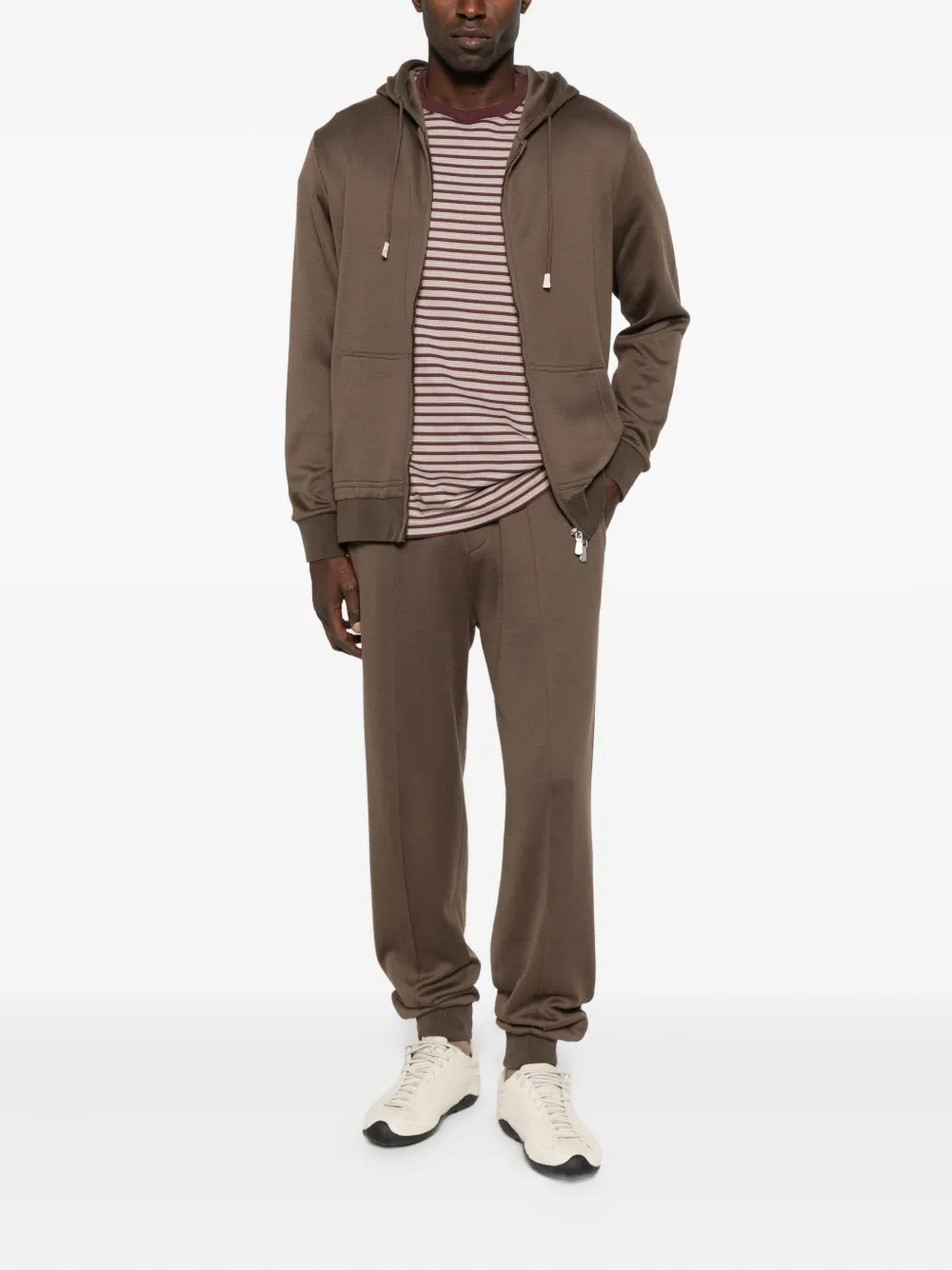 Eleventy Zip-up Hoodie In Brown