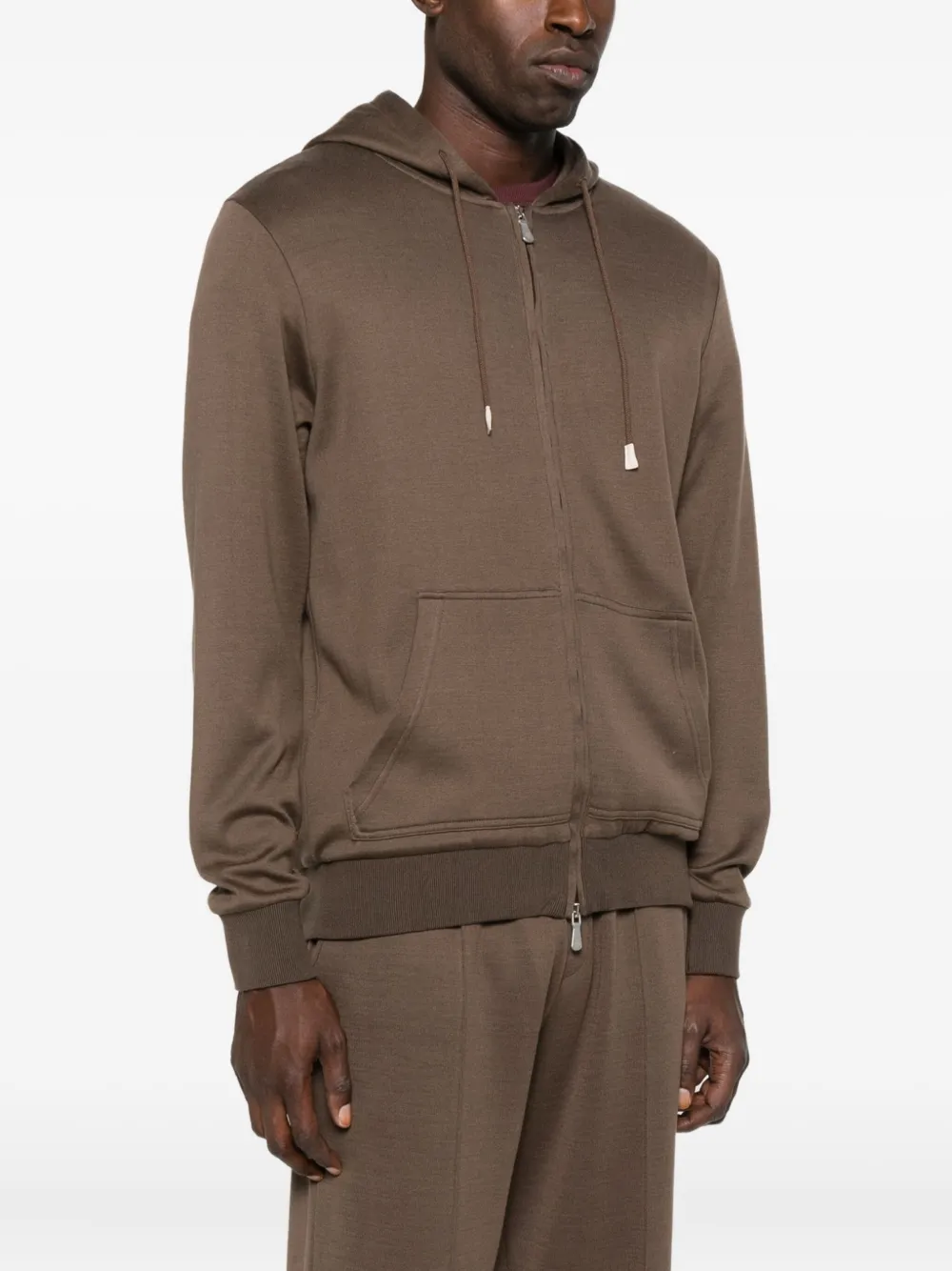 Eleventy Zip-up Hoodie In Brown