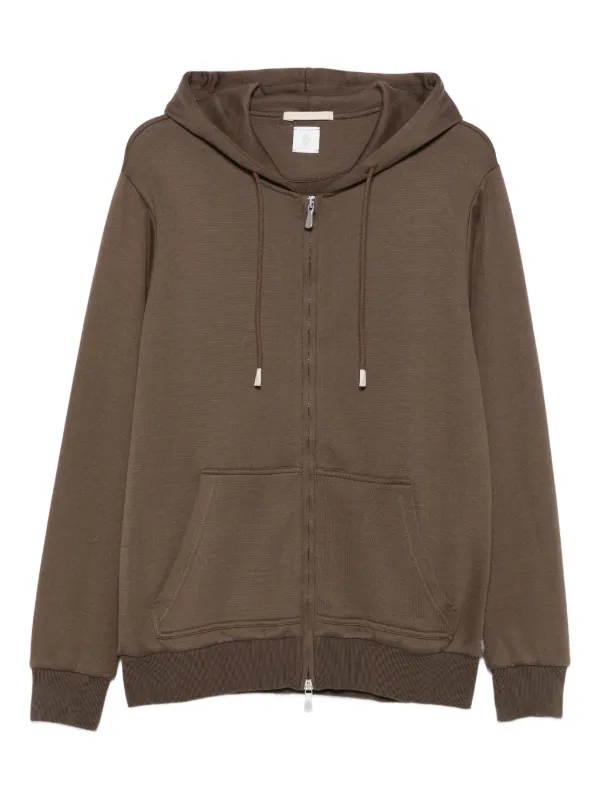 Eleventy Zip-up Hoodie in Brown