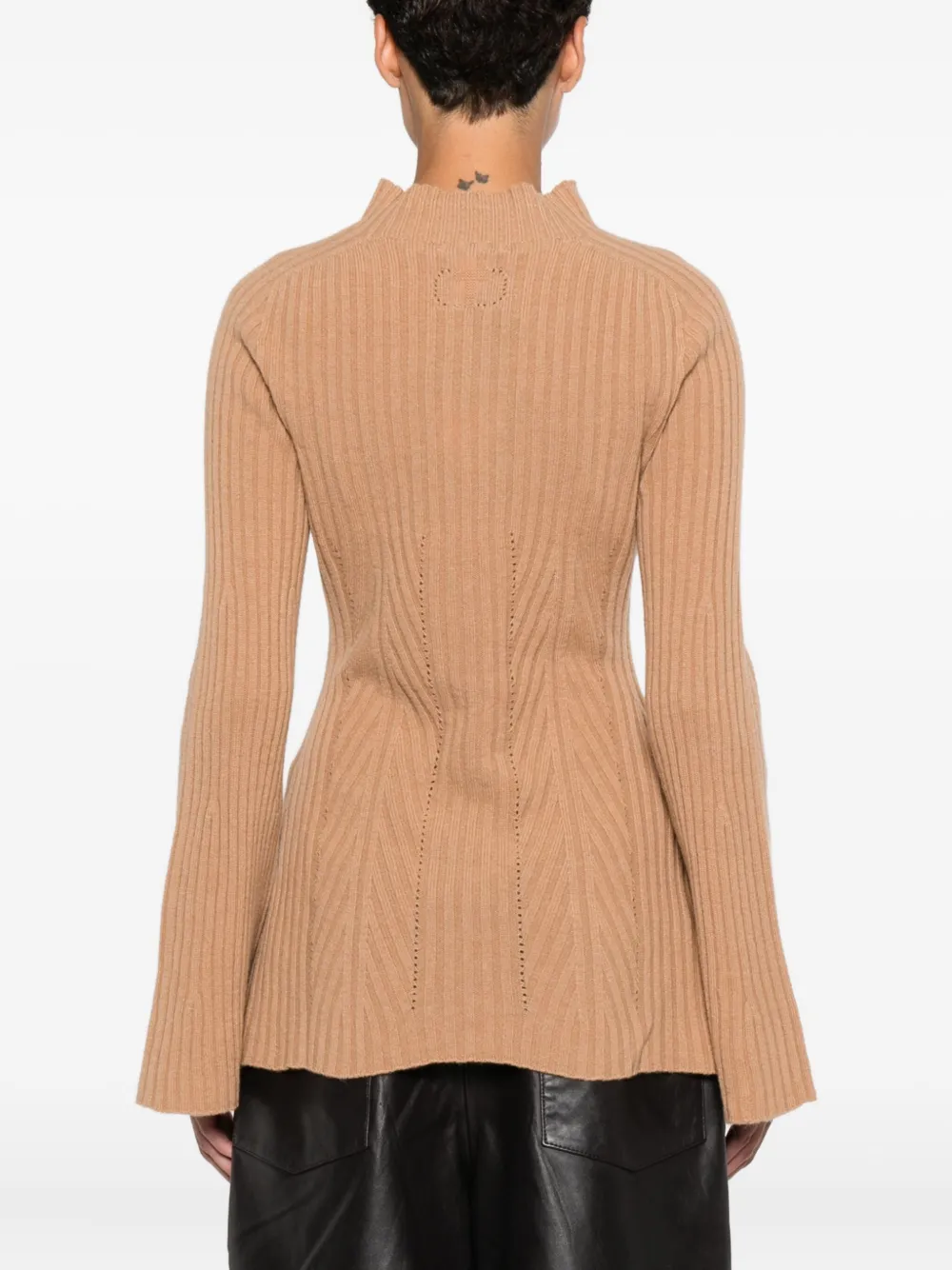 TWINSET Geribbelde trui met klokmouwen Bruin