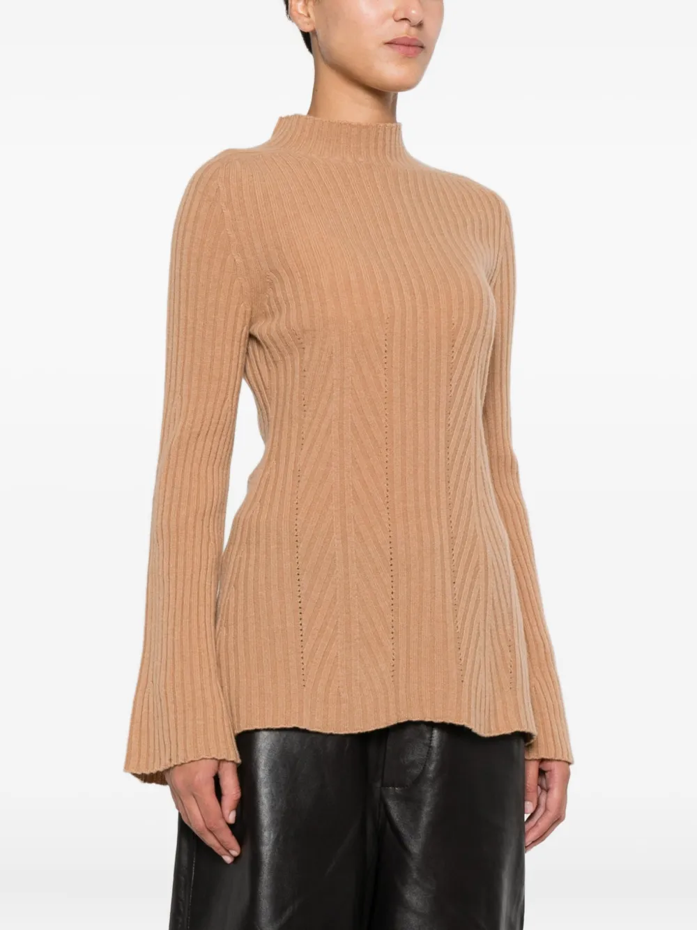 TWINSET Geribbelde trui met klokmouwen Bruin