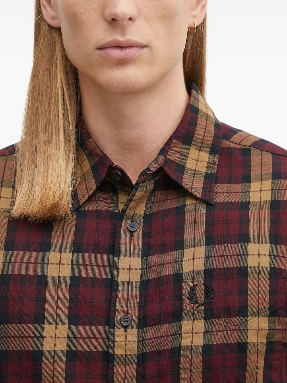 Fred Perry Geruit overhemd Bruin