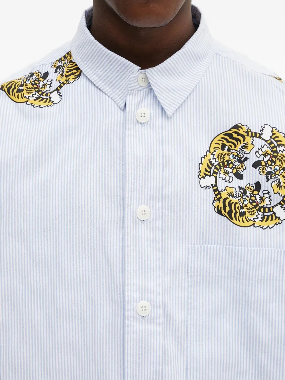 Kenzo Gestreept overhemd met tijgerprint Blauw