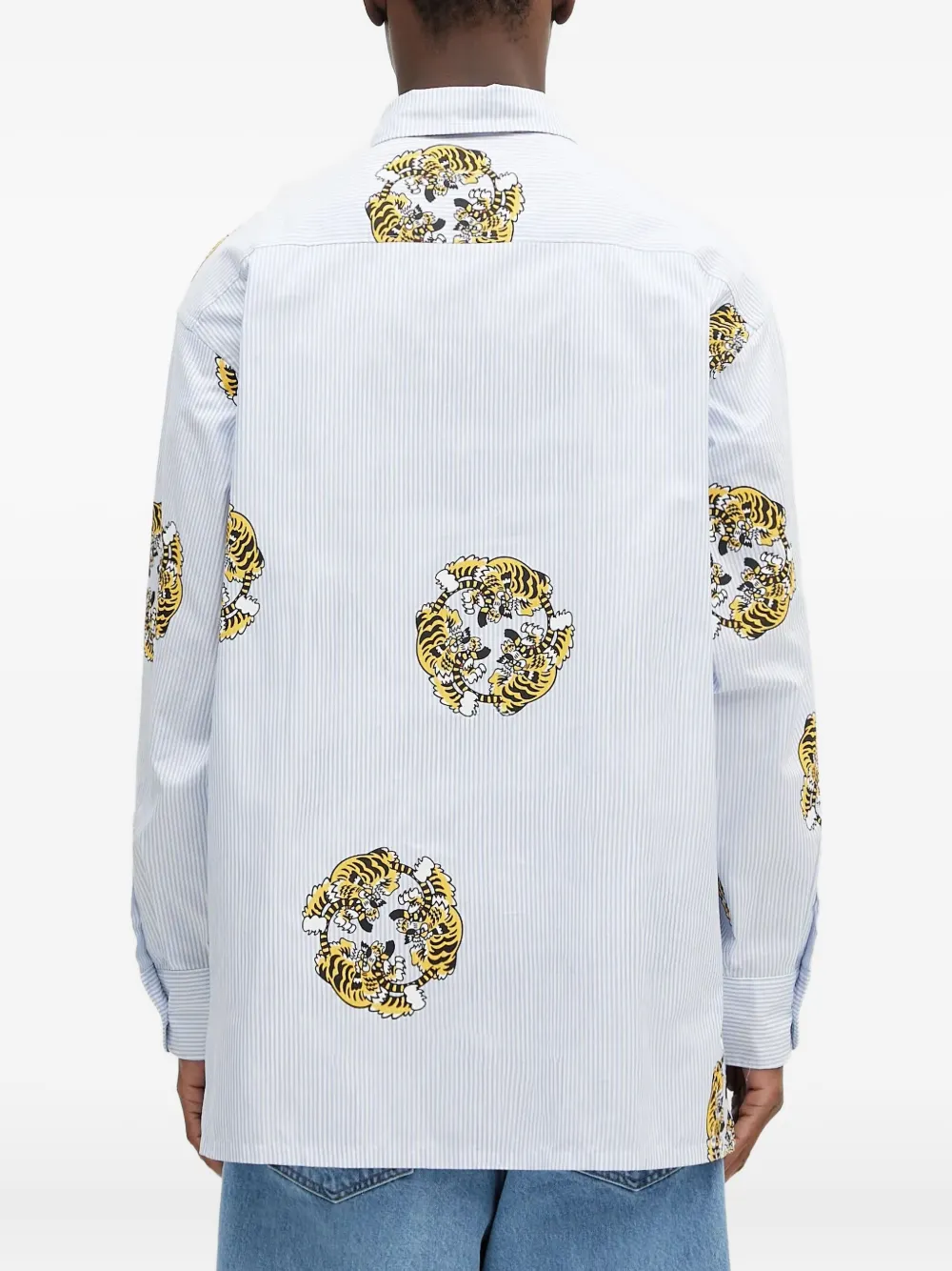 Kenzo Gestreept overhemd met tijgerprint Blauw