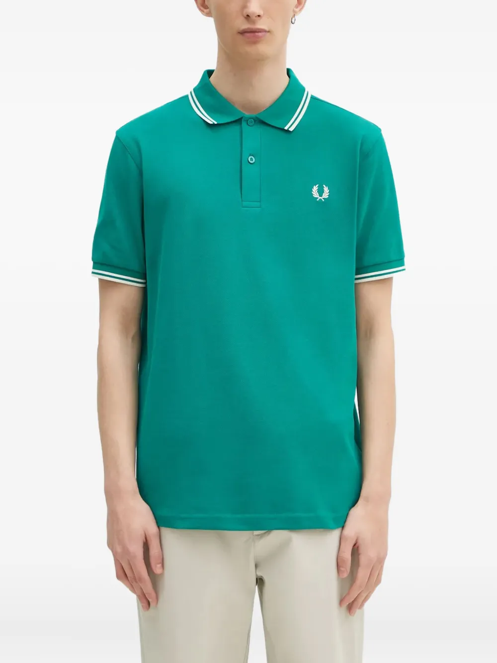 Fred Perry Logo-embroidered Polo Shirt In Green