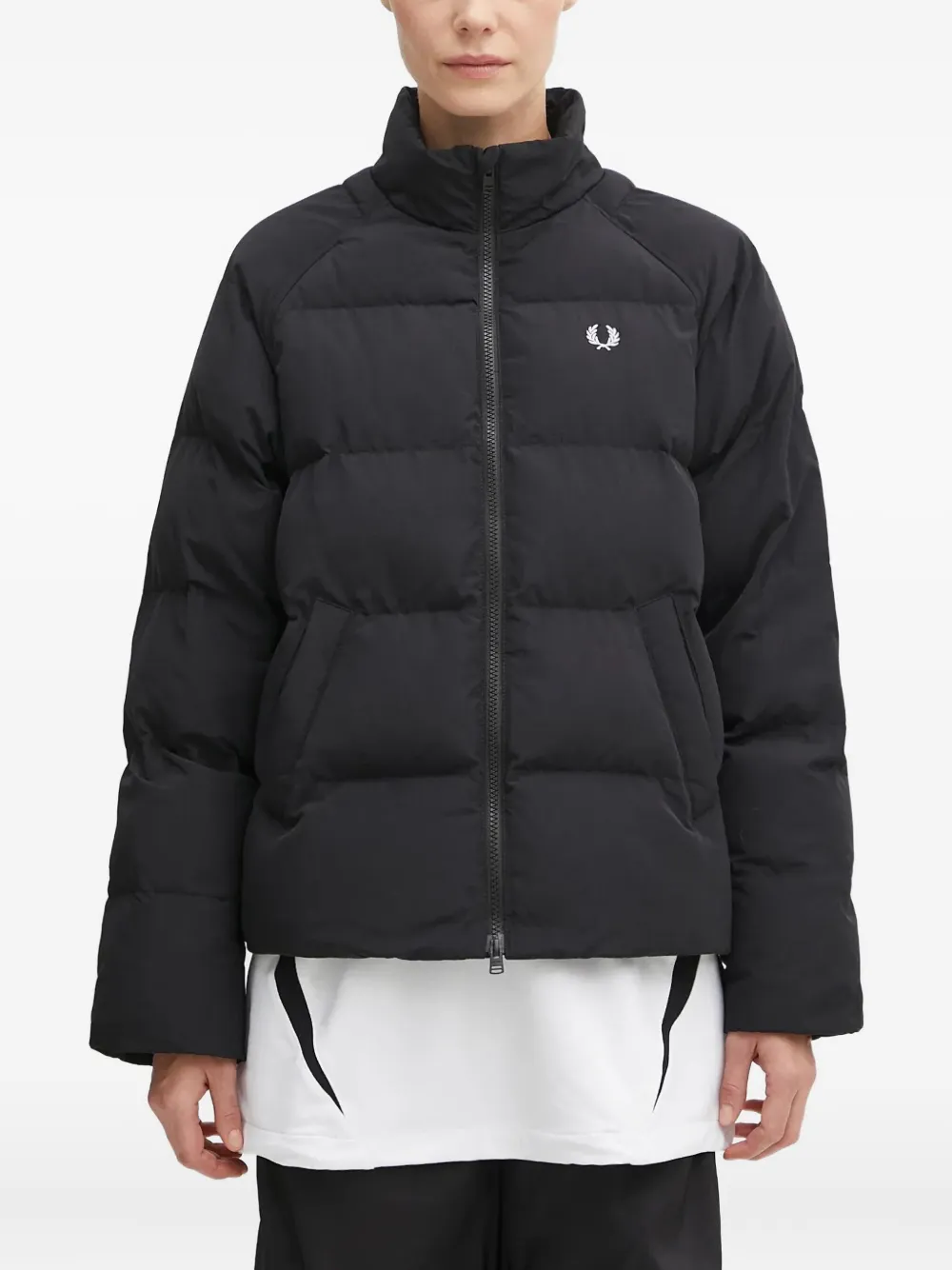 Fred Perry Logo-embroidered Padded Jacket In Black
