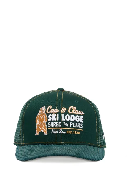 NEW ERA CAP corduroy-panel embroidered trucker cap