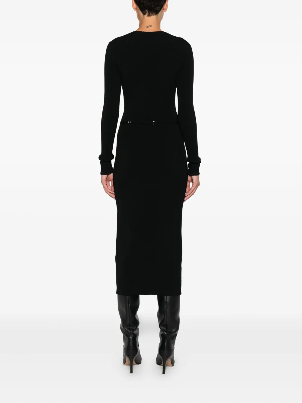 Twinset Ribbed Belt-fastening Dress In Black