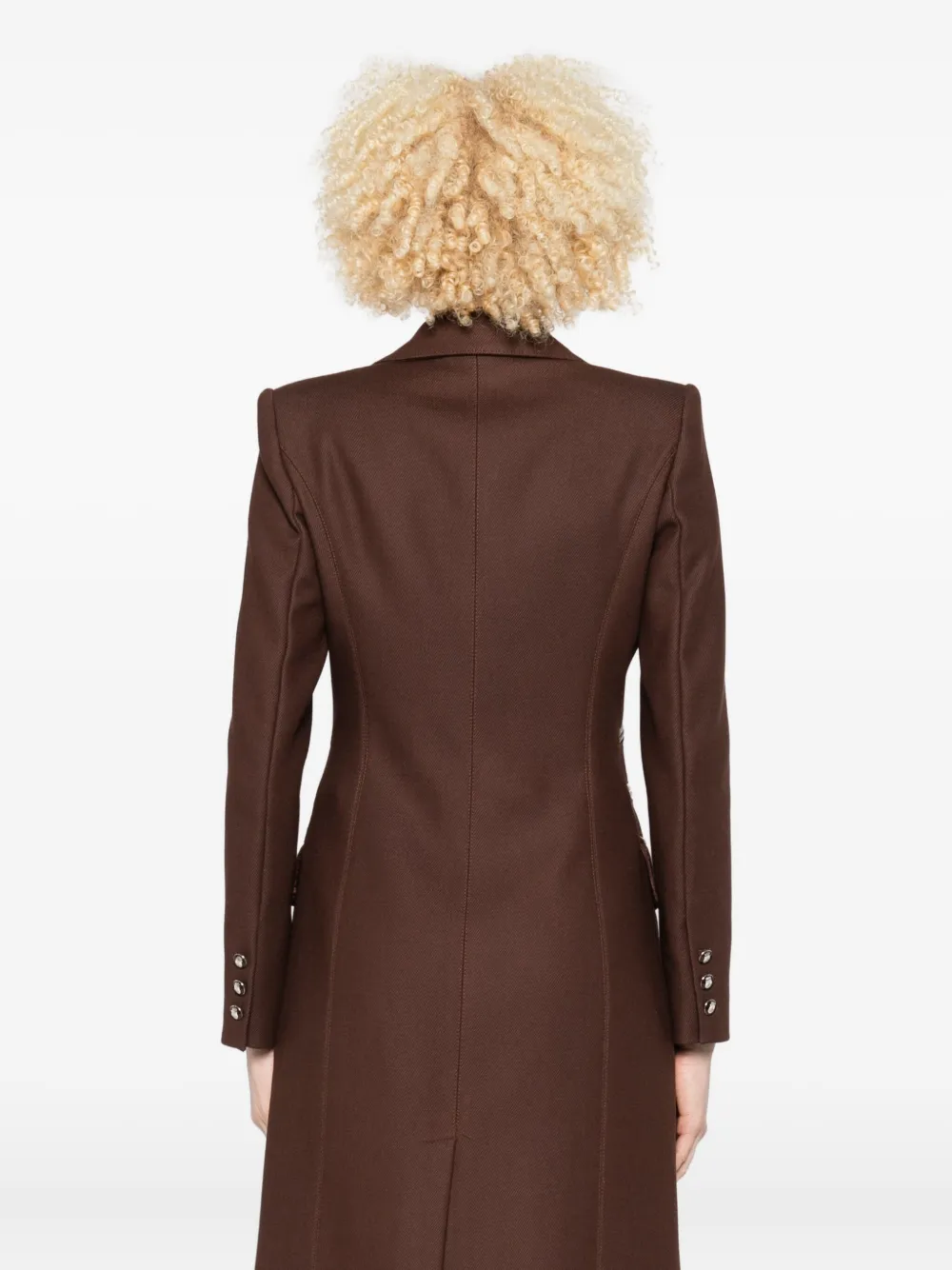 Elisabetta Franchi Double-breasted Leather-trimmed Coat In Brown