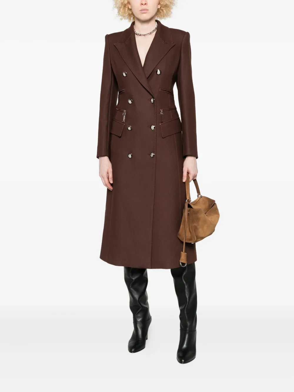Elisabetta Franchi double-breasted leather-trimmed coat | Double Breasted & Peacoats | Image 2