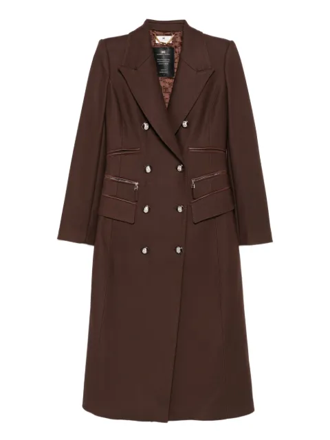 Elisabetta Franchi double-breasted leather-trimmed coat