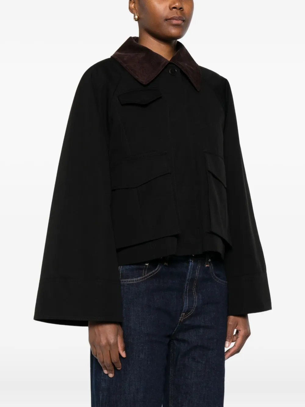 Skall Studio Corduroy-collar Jacket In Black