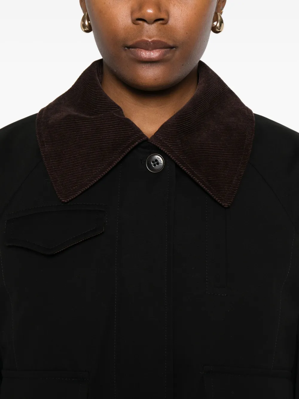 Skall Studio Corduroy-collar Jacket In Black