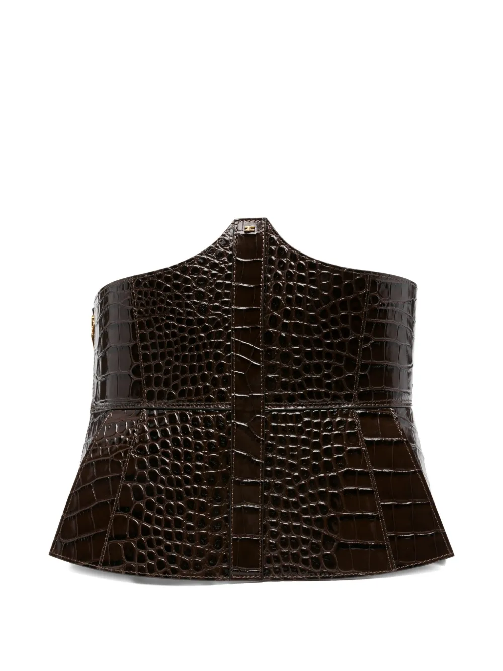 Elisabetta Franchi Crocodile-effect Lace-up Belt In Black
