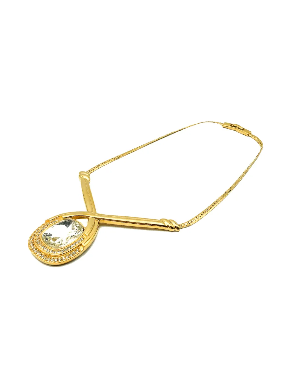 1980s Crystal Crossover Necklace