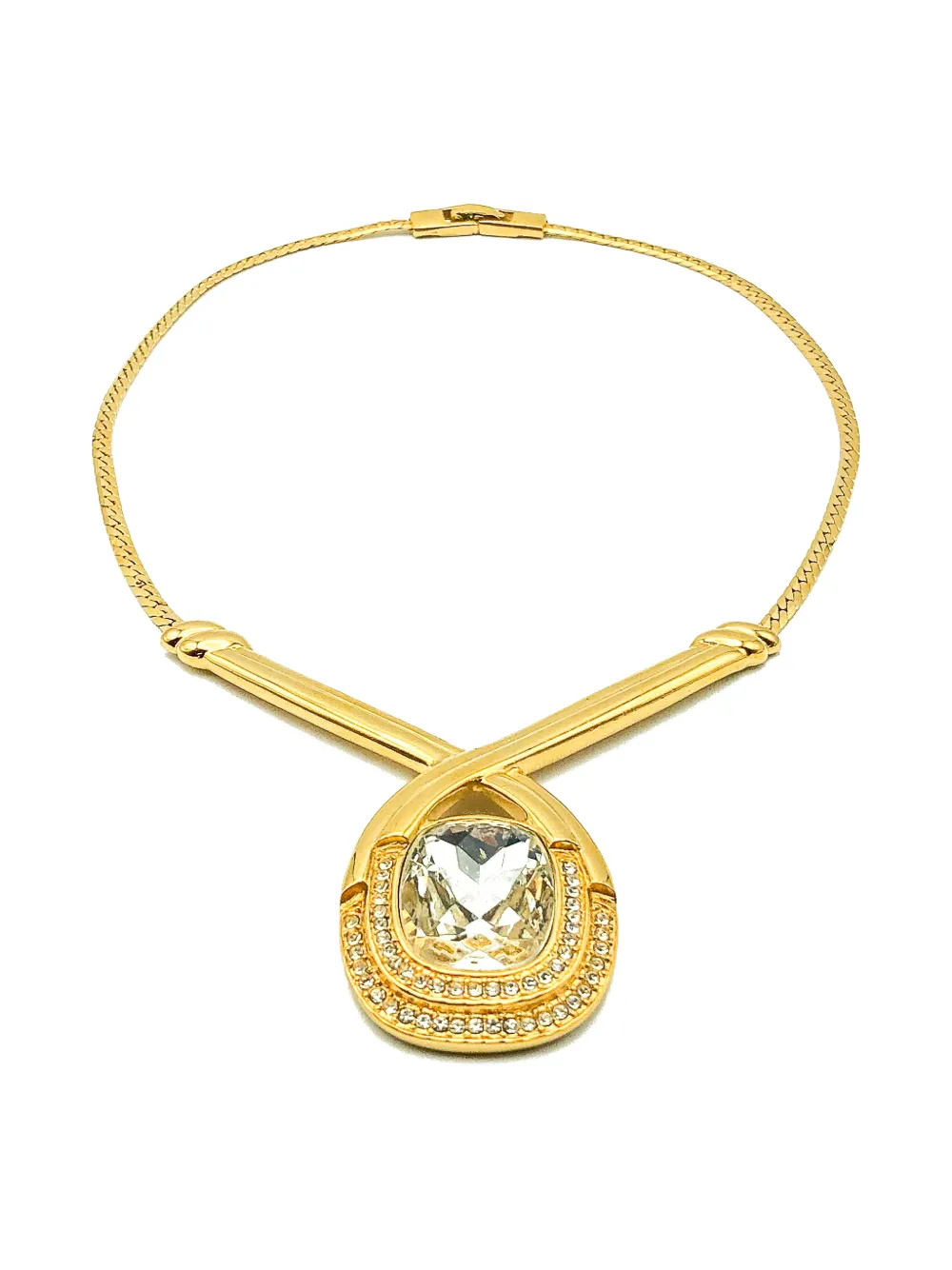 1980s Crystal Crossover Necklace