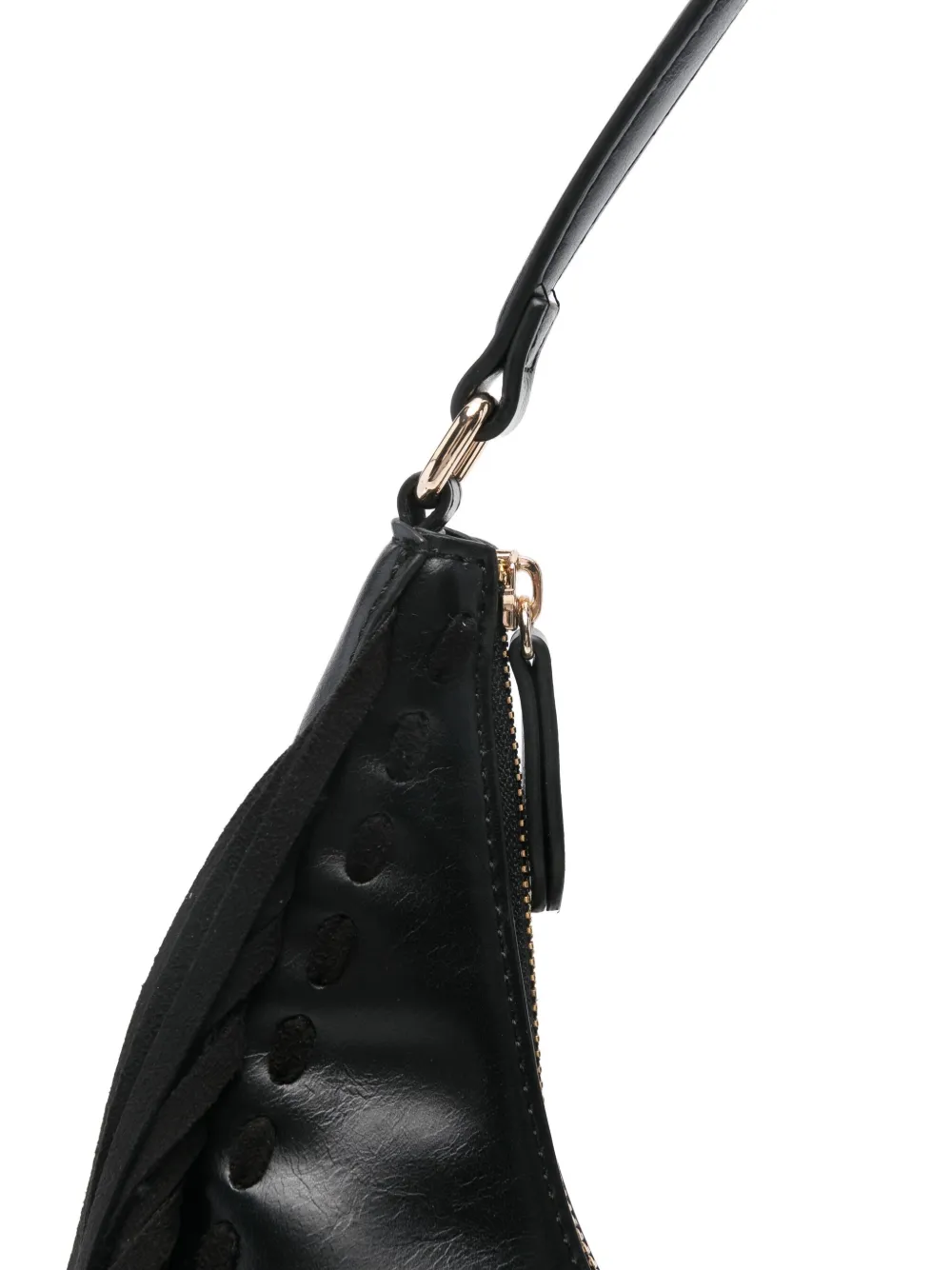 Twinset Fringe-detail Leather Shoulder Bag In Animal Print