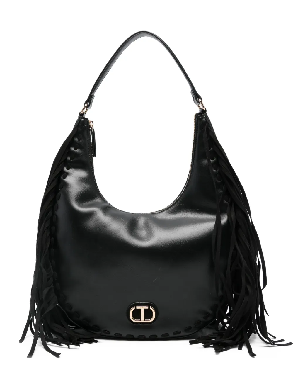 TWINSET fringe-detail leather shoulder bag | Black | Image 1