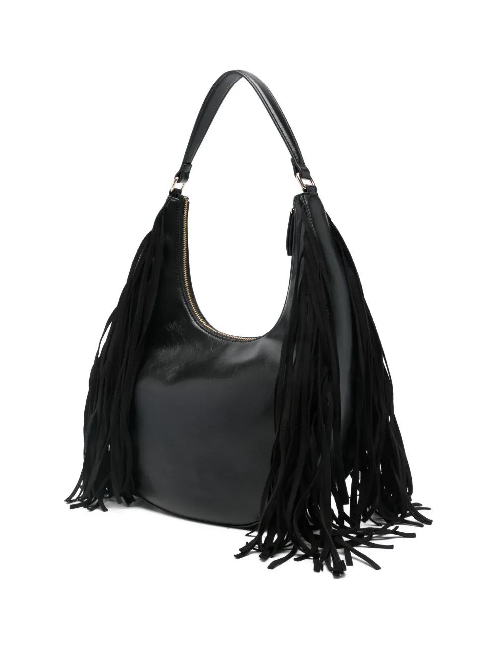 Twinset Fringe-detail Leather Shoulder Bag In Animal Print