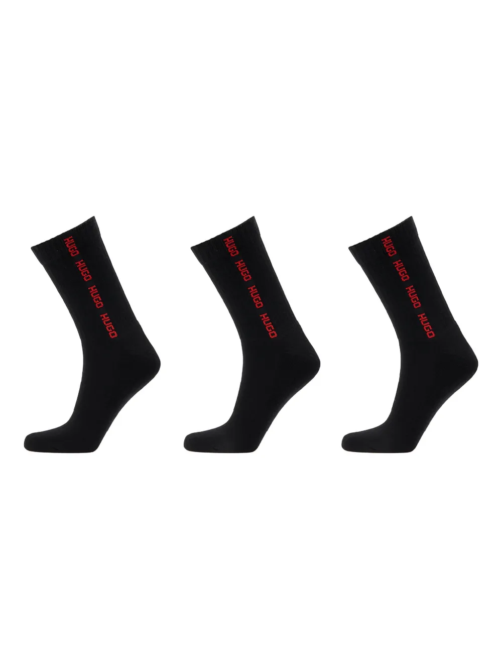 Hugo Boss Rib-tape Socks (pack Of Three) In Black