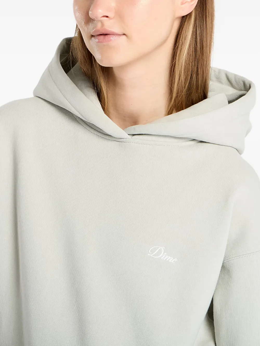 Dime Cursive Small Logo Hoodie In Gray