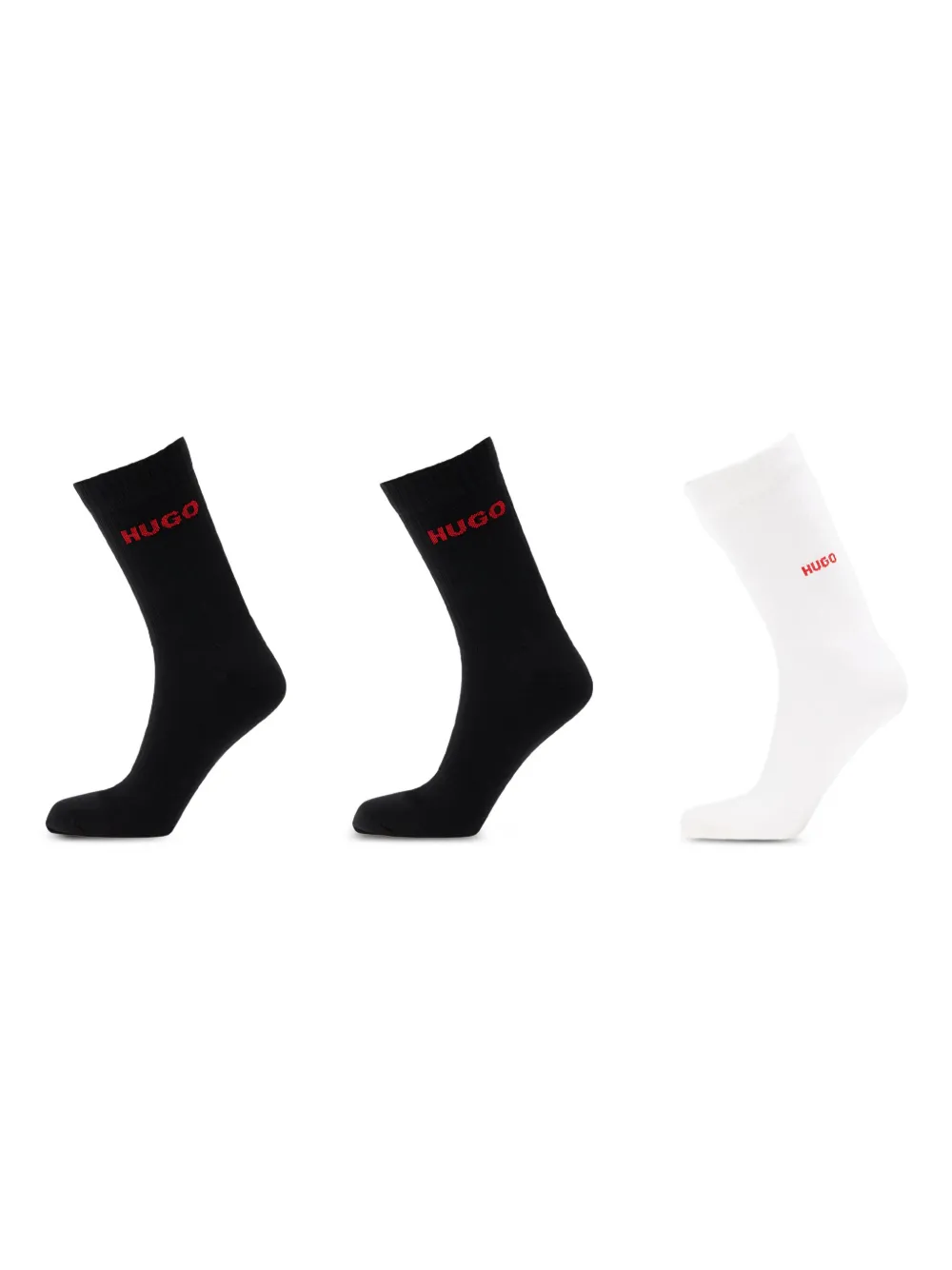 HUGO logo-knit socks (pack of three) | Black | Image 1