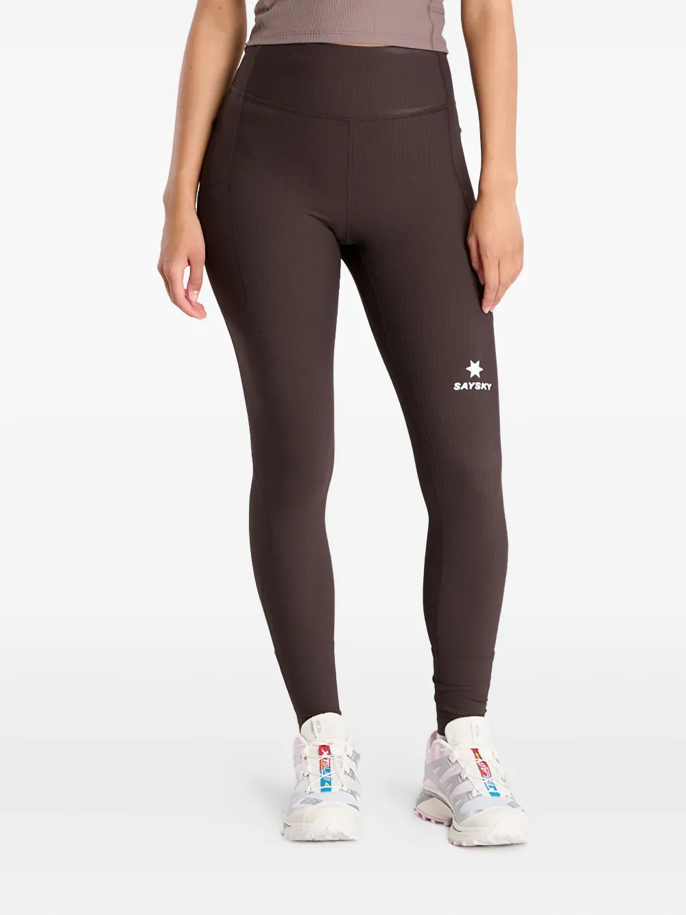 SAYSKY ribbed pocket leggings | Brown | Image 1