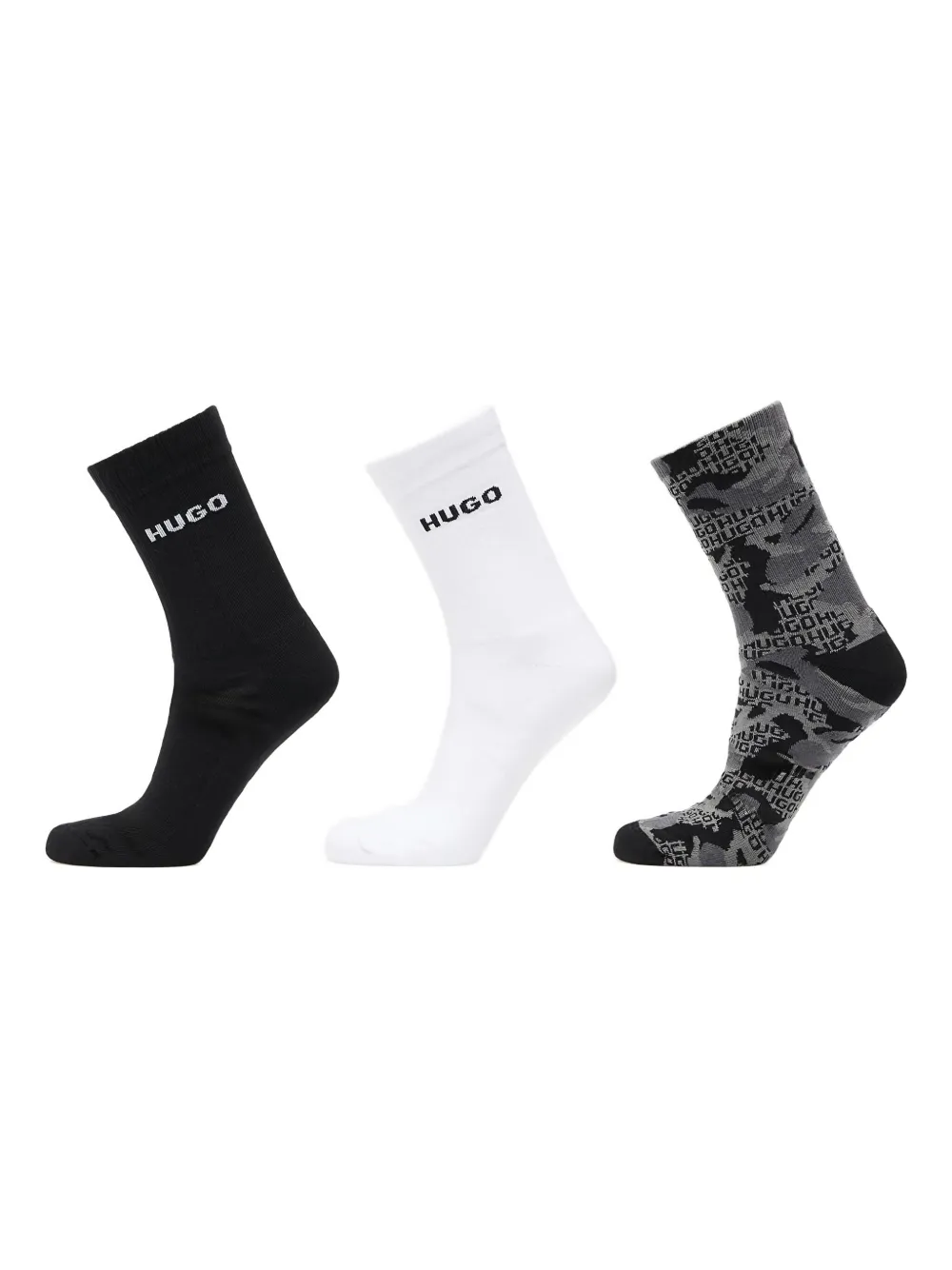 Hugo Boss Logo Rib-knit Socks (pack Of Three) In Multi