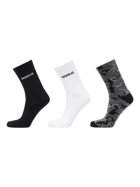 HUGO logo rib-knit socks (pack of three)