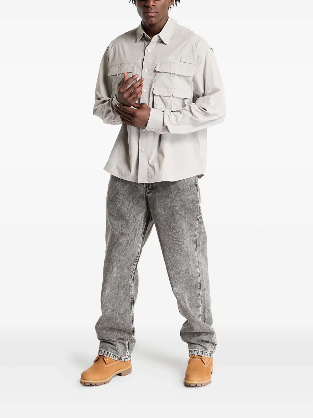 Nike Acg "orb Weaver" Long-sleeve Shirt In Gray