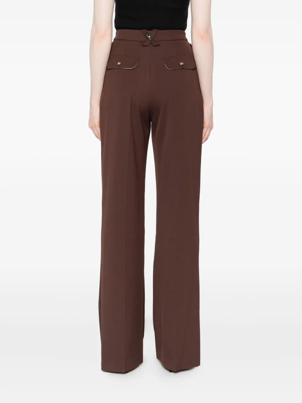 Elisabetta Franchi Pleated Button-detailed Trousers In Brown
