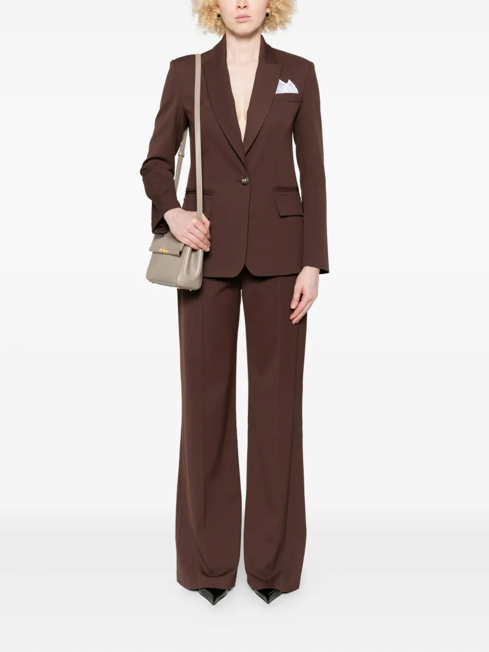Elisabetta Franchi Plooibroek met knoopdetail - Bruin