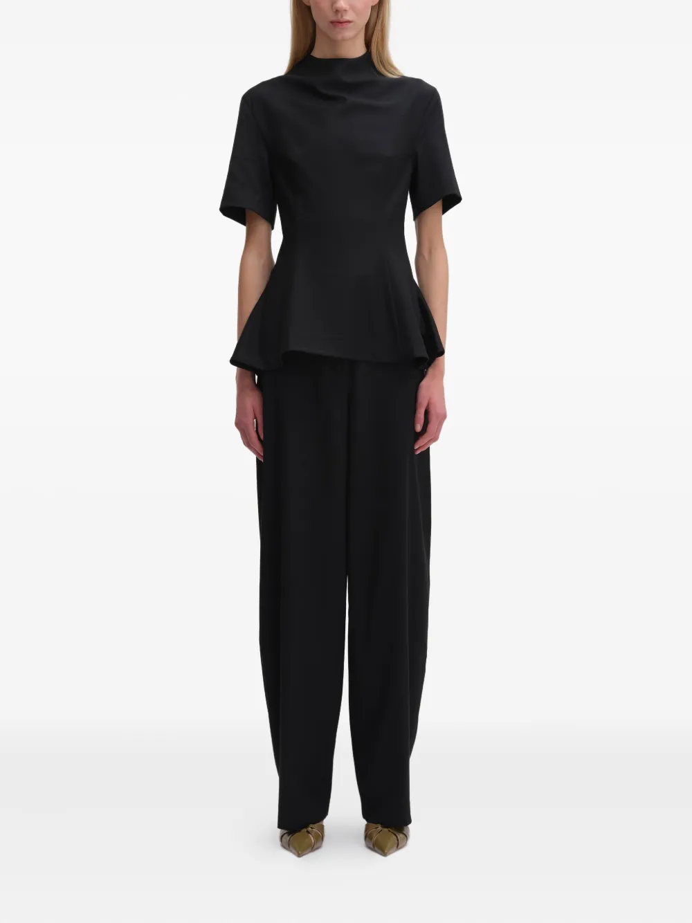 REMAIN Cocoon wide-leg trousers - Zwart
