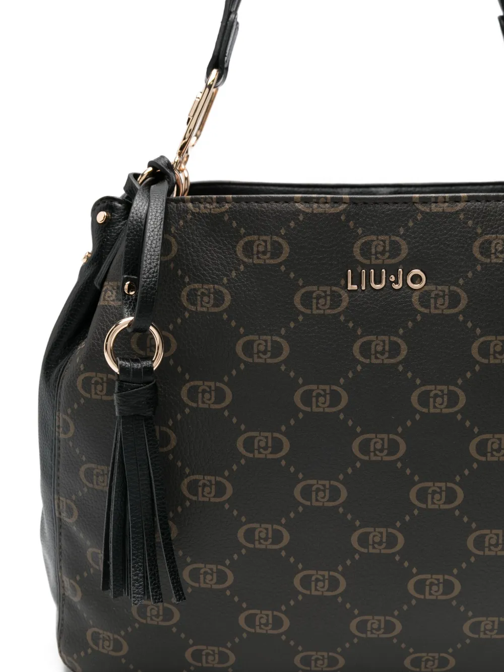 Liu •jo Monogram Tassel Tote Bag In Black