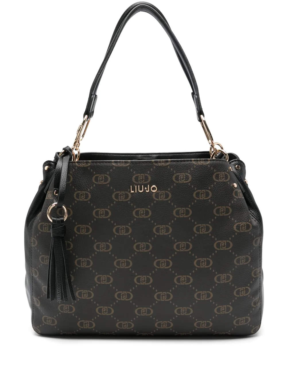 LIU JO monogram tassel tote bag | Black | Image 1