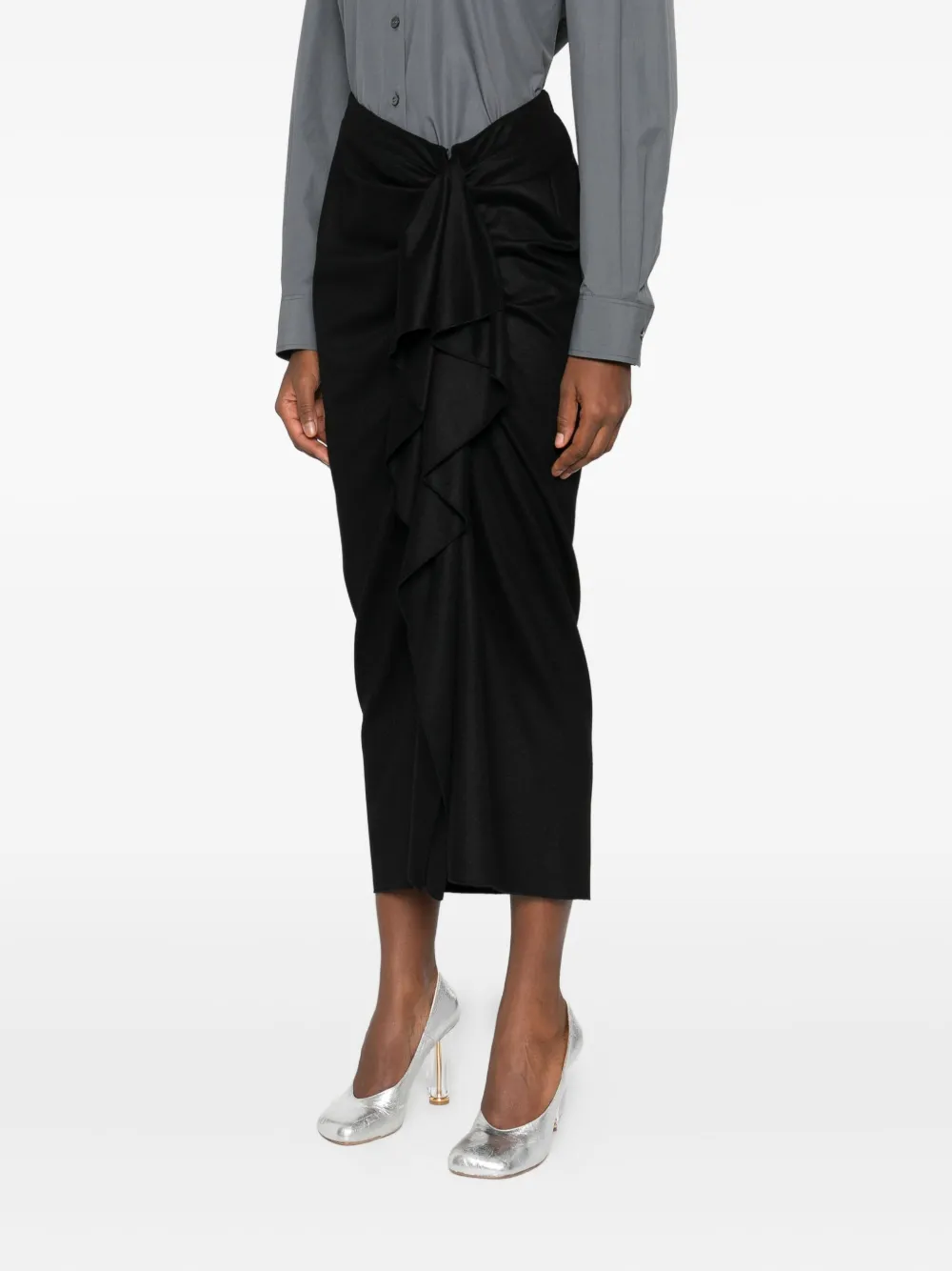 Fabiana Filippi Ruffled Draped Skirt In Black