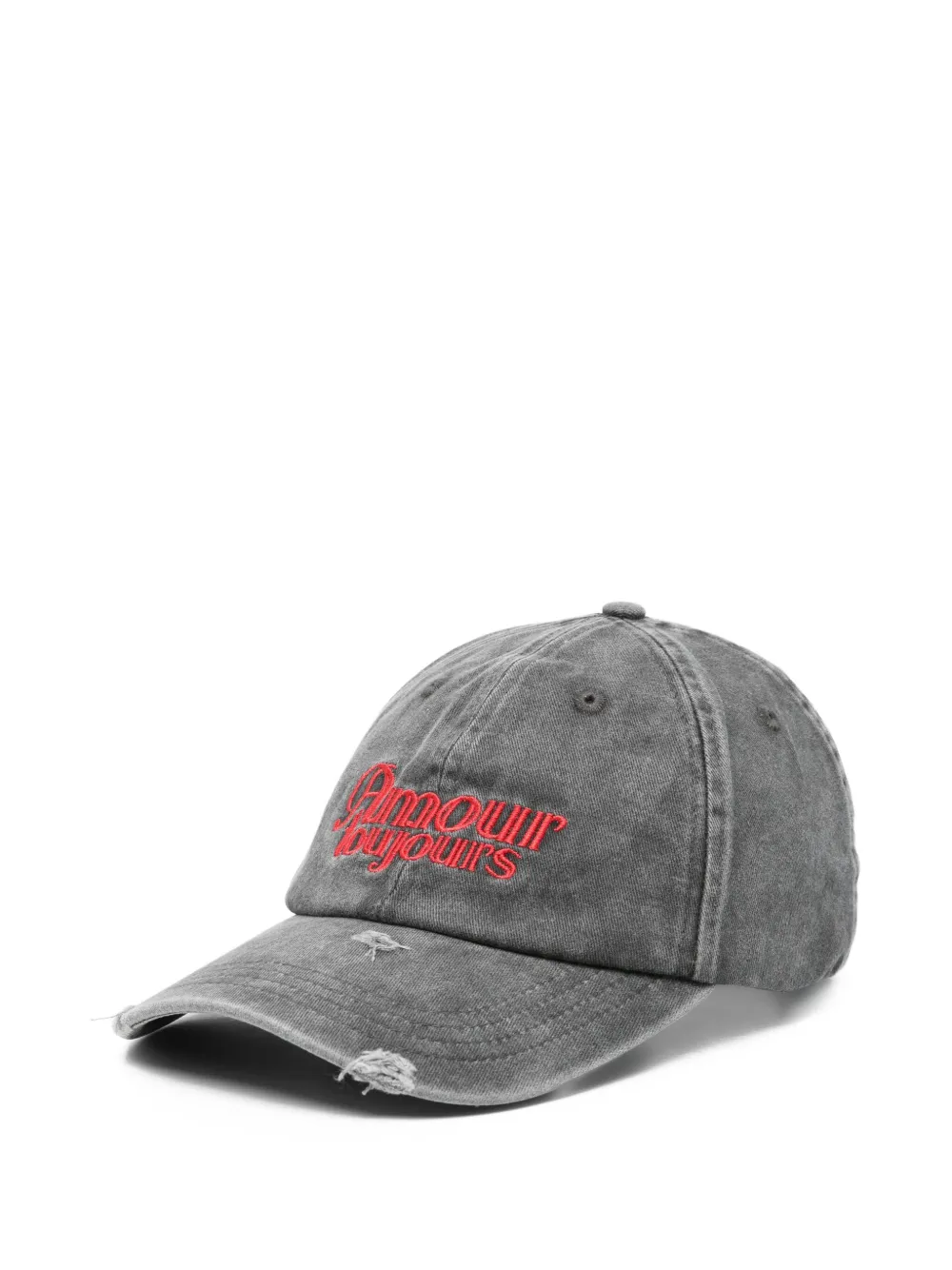 Carne Bollente Embroidered Distressed Baseball Cap In Black
