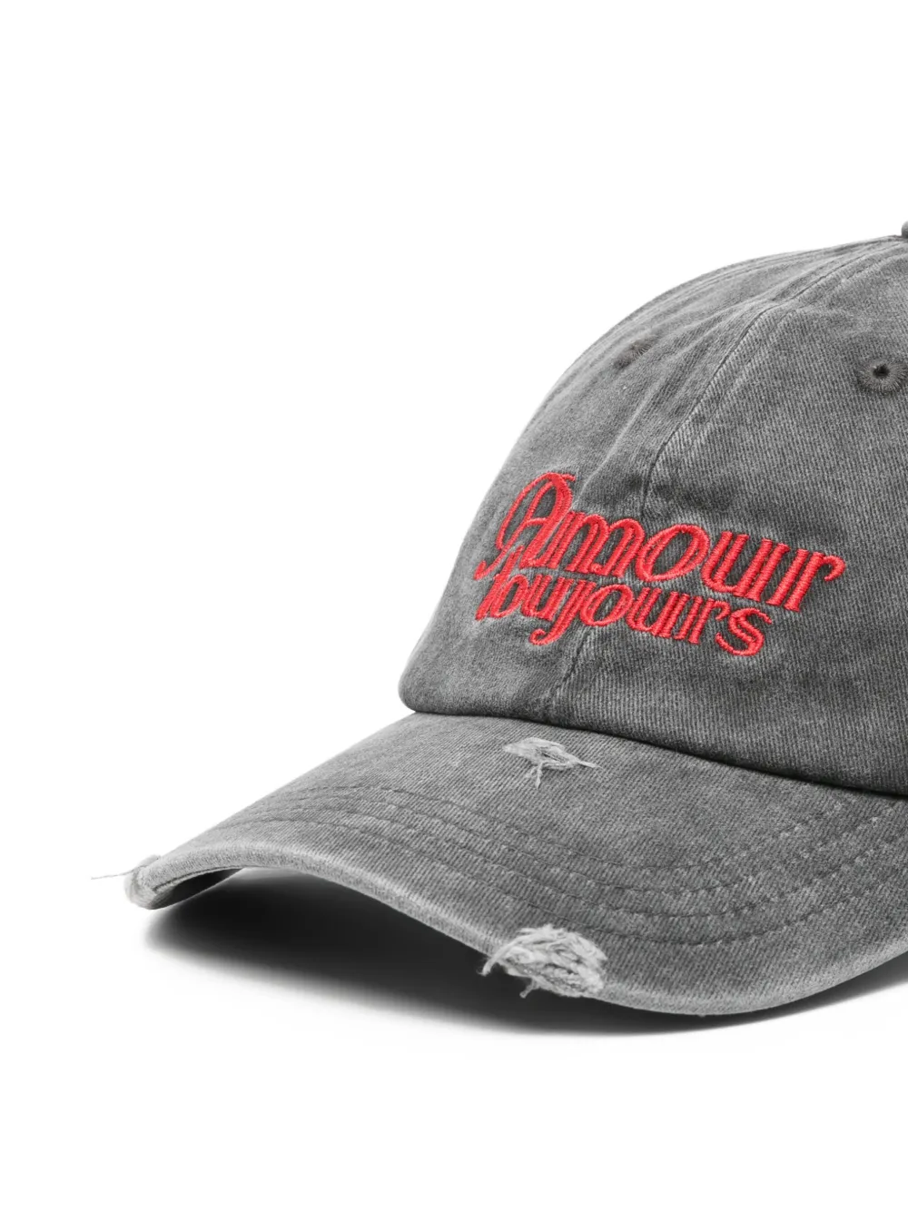 Carne Bollente Embroidered Distressed Baseball Cap In Black