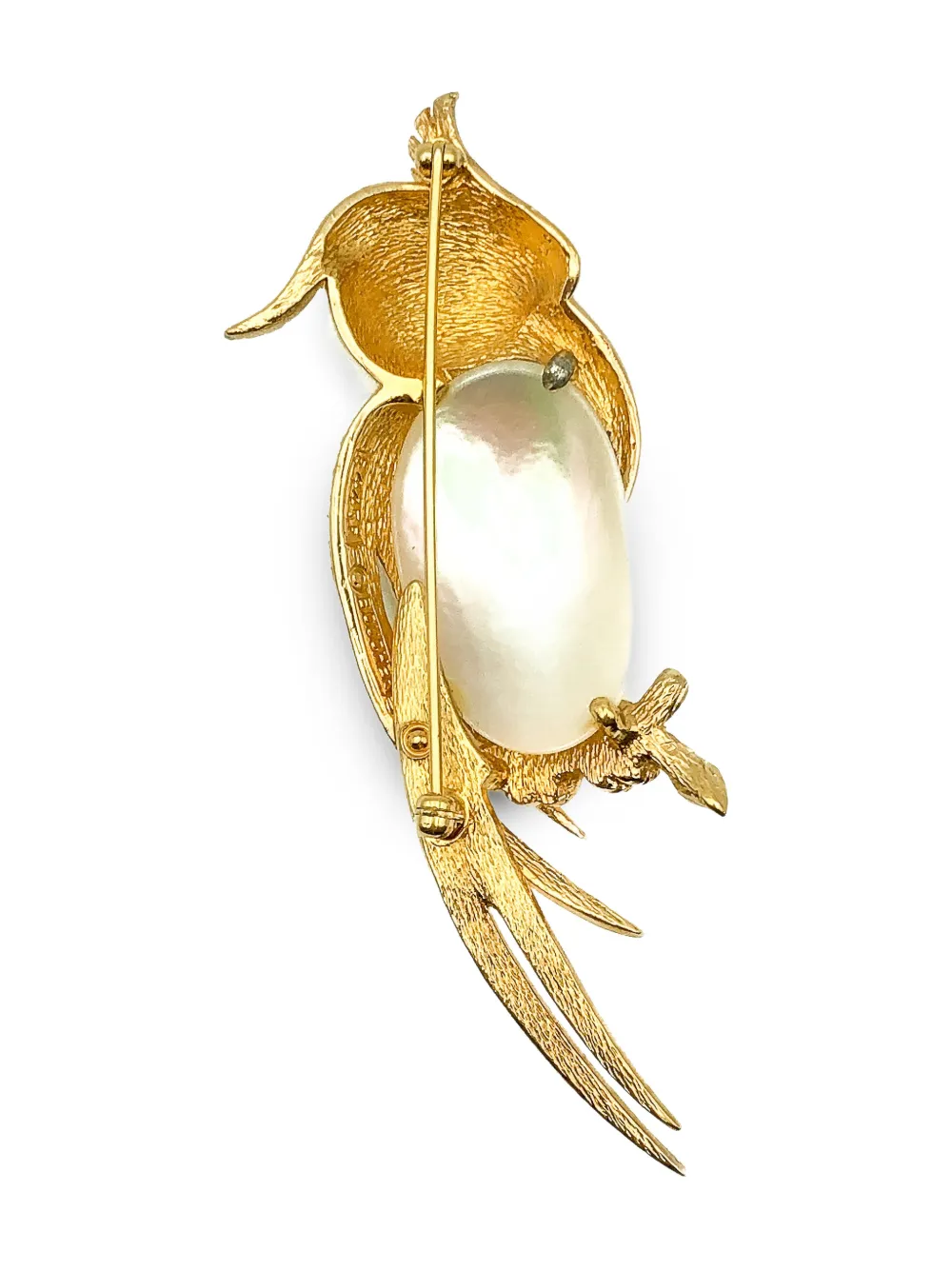 1960s Cockatoo Pearl Belly Brooch
