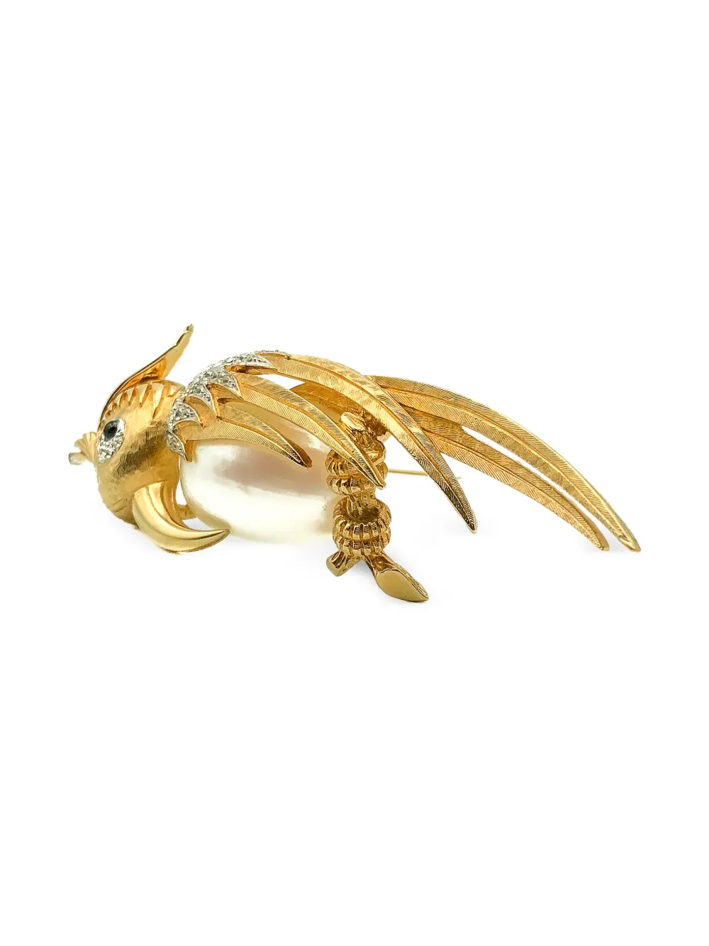 1960s Cockatoo Pearl Belly Brooch