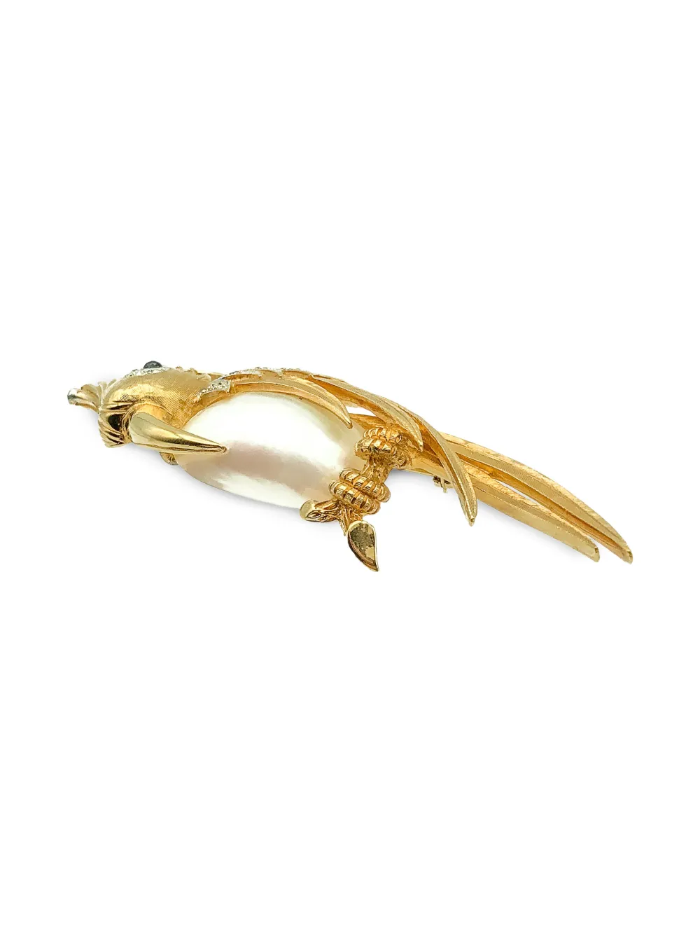 1960s Cockatoo Pearl Belly Brooch
