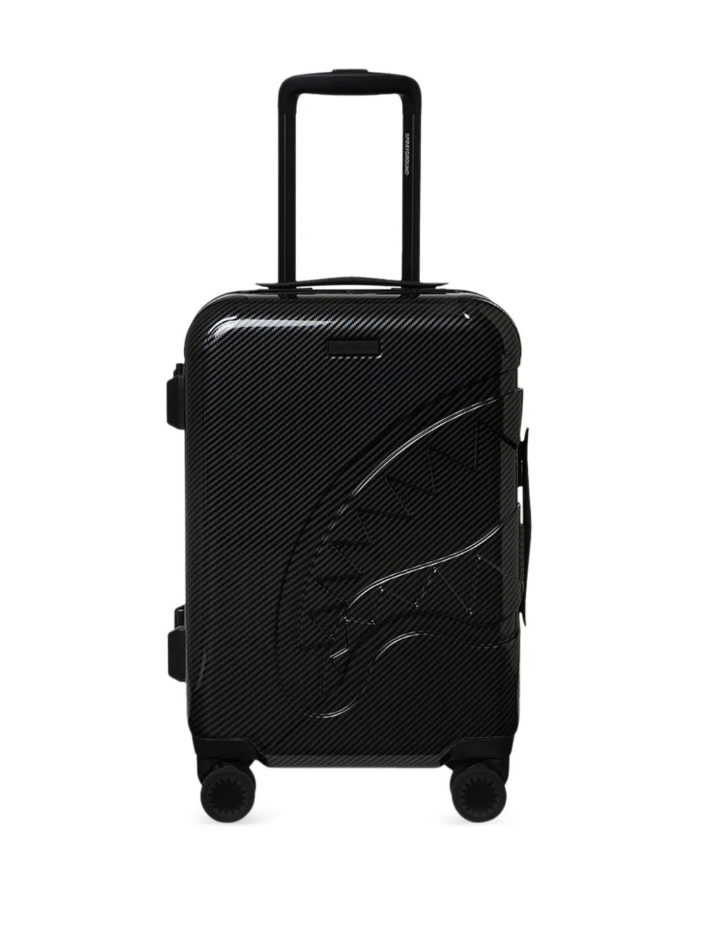 Sprayground Kid Shark-head Debossed Luggage In Black